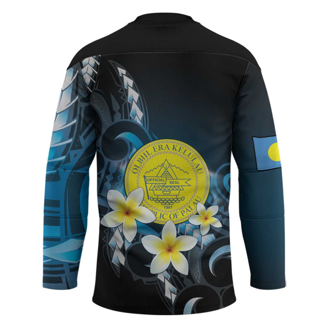 Palau United Nations Day Hockey Jersey Polynesian Curves Plumeria - Polynesian Pride