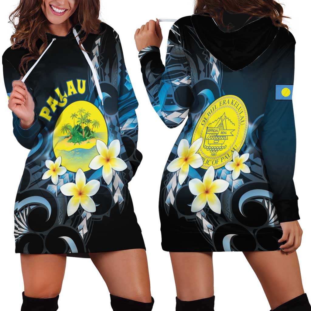 Palau United Nations Day Hoodie Dress Polynesian Curves Plumeria LT05 - Polynesian Pride