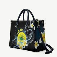 Palau United Nations Day Leather Bag Polynesian Curves Plumeria LT05 Black - Polynesian Pride