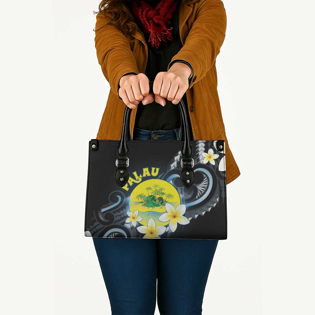 Palau United Nations Day Leather Bag Polynesian Curves Plumeria LT05 - Polynesian Pride