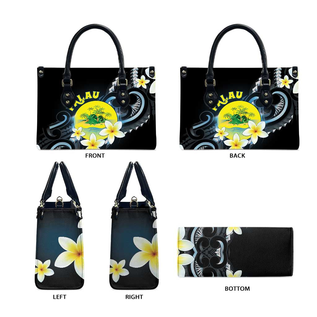 Palau United Nations Day Leather Bag Polynesian Curves Plumeria LT05 - Polynesian Pride