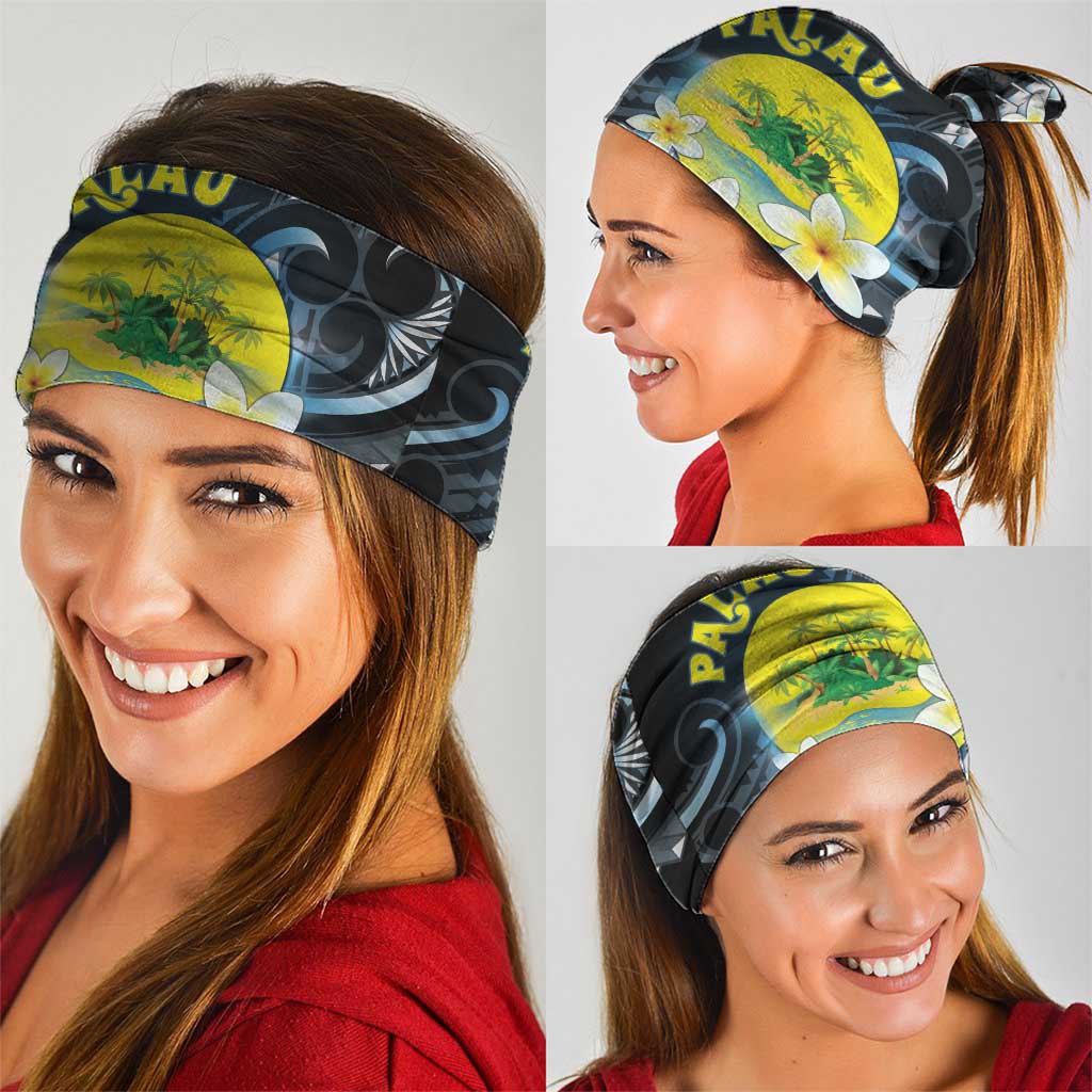 Palau United Nations Day Neck Gaiter Polynesian Curves Plumeria - Polynesian Pride