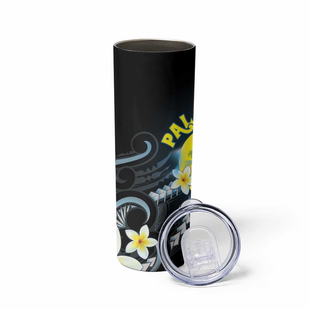 Palau United Nations Day Skinny Tumbler Polynesian Curves Plumeria LT05 - Polynesian Pride