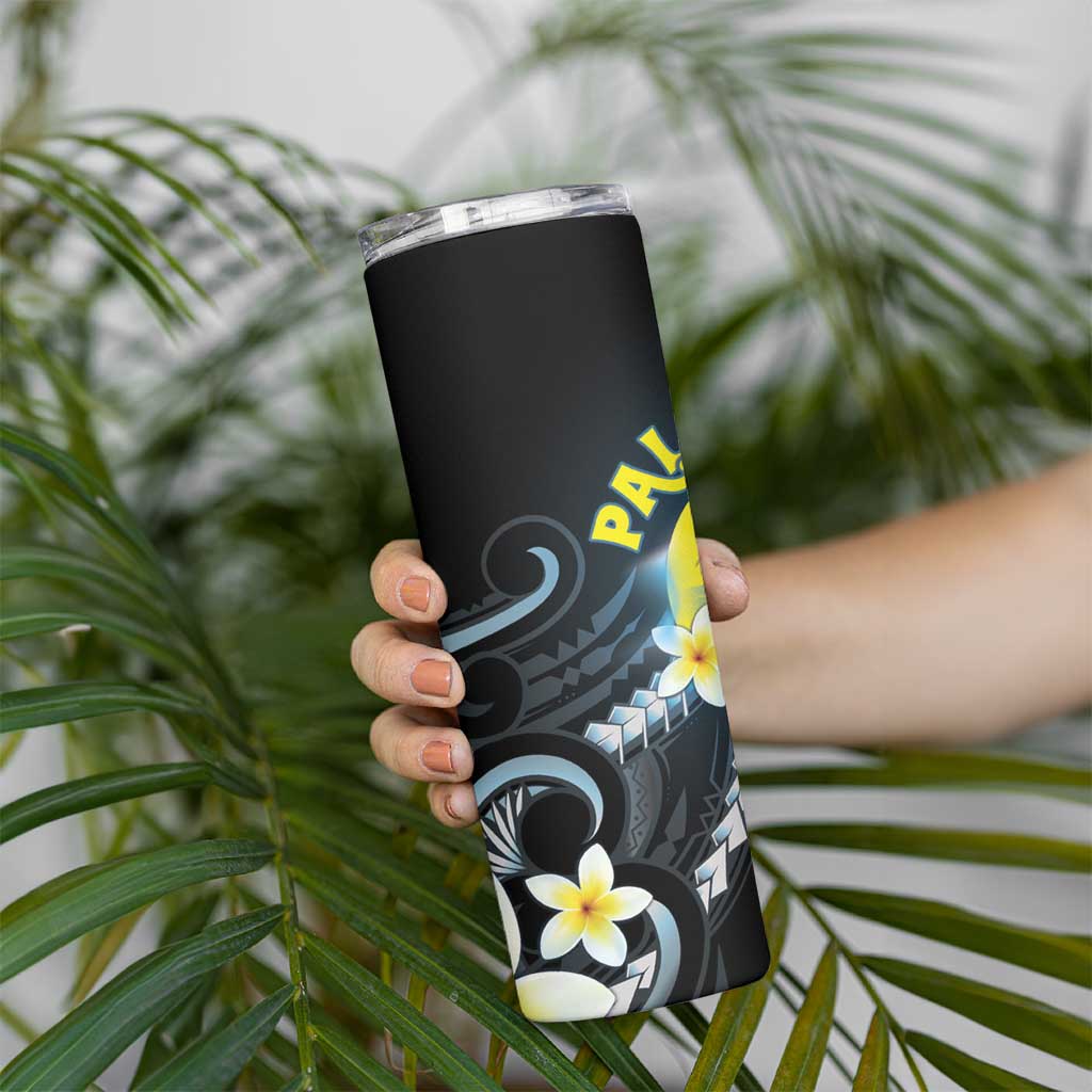 Palau United Nations Day Skinny Tumbler Polynesian Curves Plumeria LT05 - Polynesian Pride