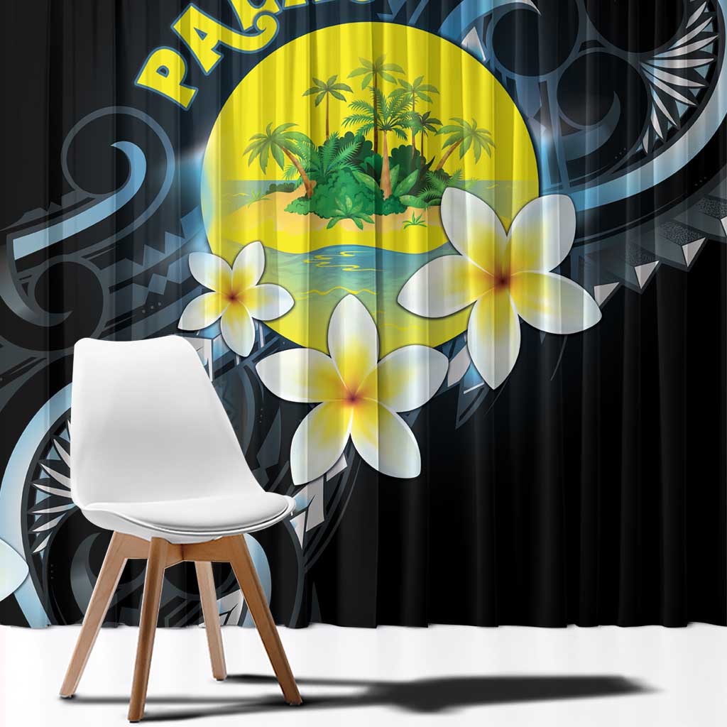 Palau United Nations Day Window Curtain Polynesian Curves Plumeria - Polynesian Pride