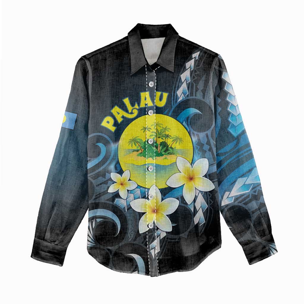 Palau United Nations Day Women Casual Shirt Polynesian Curves Plumeria LT05 - Polynesian Pride