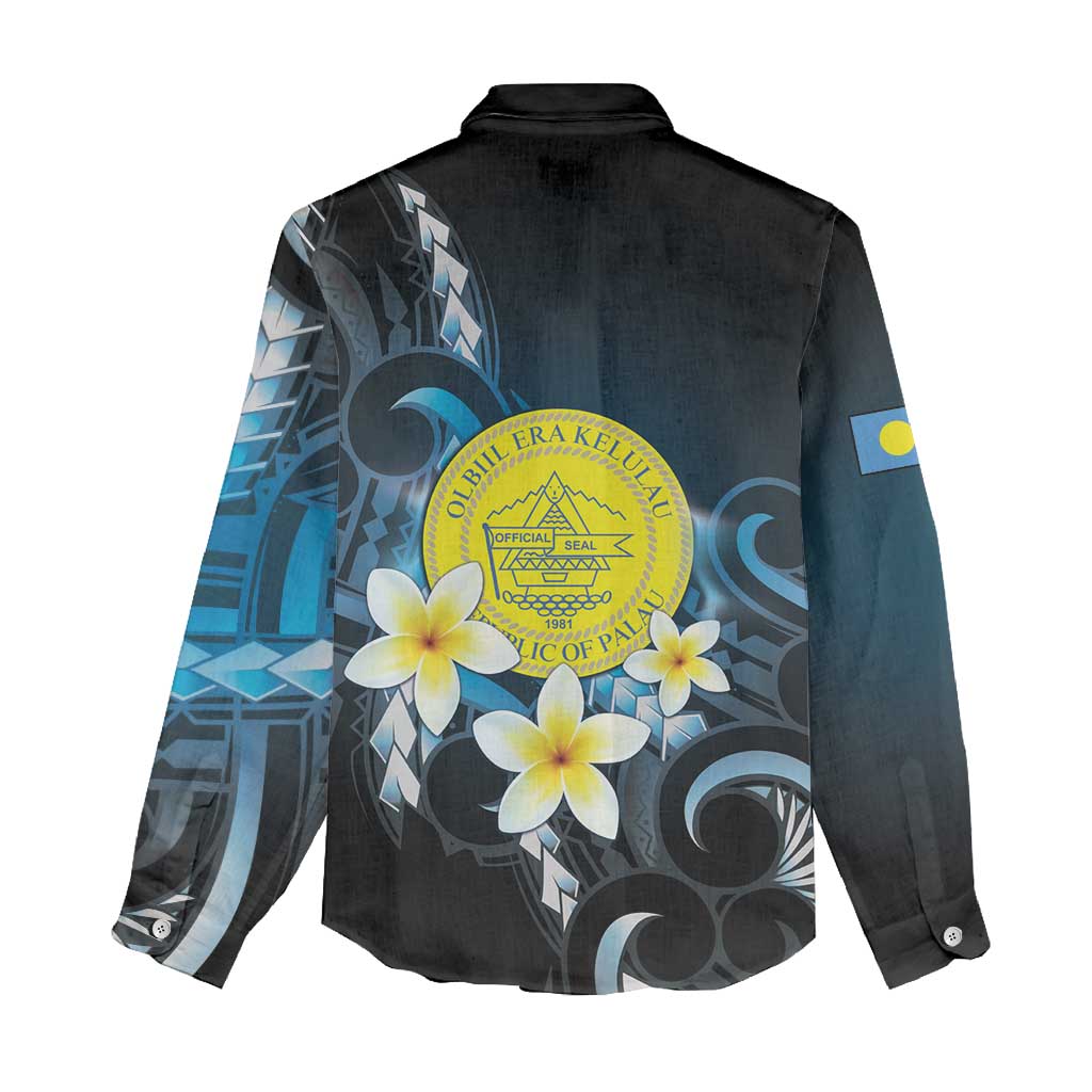 Palau United Nations Day Women Casual Shirt Polynesian Curves Plumeria LT05 - Polynesian Pride