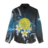 Palau United Nations Day Women Casual Shirt Polynesian Curves Plumeria LT05 - Polynesian Pride