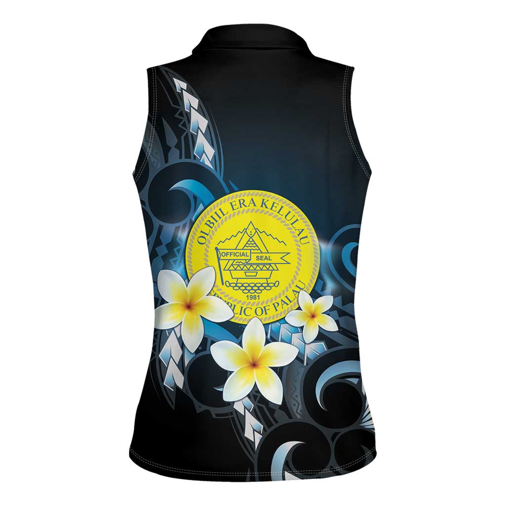 Palau United Nations Day Women Sleeveless Polo Shirt Polynesian Curves Plumeria LT05 - Polynesian Pride