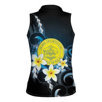 Palau United Nations Day Women Sleeveless Polo Shirt Polynesian Curves Plumeria LT05 - Polynesian Pride
