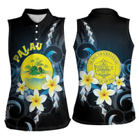Palau United Nations Day Women Sleeveless Polo Shirt Polynesian Curves Plumeria LT05 - Polynesian Pride