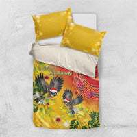 New Zealand Piwakawaka Christmas Bedding Set With Maori Pattern LT05 US Twin 172cm x 218cm Yellow - Polynesian Pride
