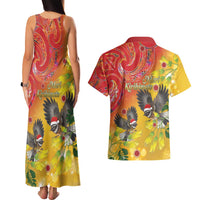 New Zealand Piwakawaka Christmas Couples Matching Tank Maxi Dress and Hawaiian Shirt With Maori Pattern LT05 - Polynesian Pride