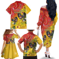 New Zealand Piwakawaka Christmas Family Matching Off The Shoulder Long Sleeve Dress and Hawaiian Shirt With Maori Pattern LT05 - Polynesian Pride