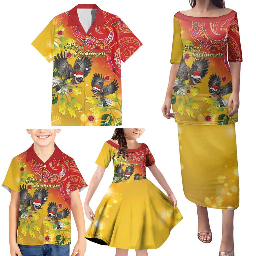 New Zealand Piwakawaka Christmas Family Matching Puletasi and Hawaiian Shirt With Maori Pattern LT05 - Polynesian Pride