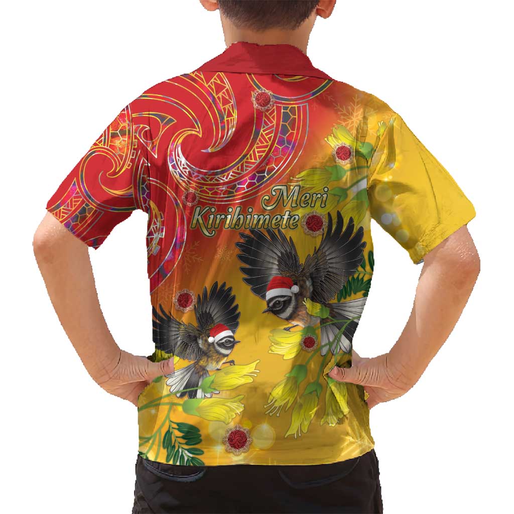 New Zealand Piwakawaka Christmas Family Matching Tank Maxi Dress and Hawaiian Shirt With Maori Pattern LT05 - Polynesian Pride