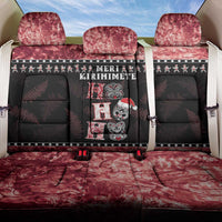 New Zealand Tiki Christmas Back Car Seat Cover Ho Ho Ho Paua Shell Glitter Red LT05 One Size Black - Polynesian Pride