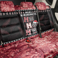 New Zealand Tiki Christmas Back Car Seat Cover Ho Ho Ho Paua Shell Glitter Red LT05 - Polynesian Pride