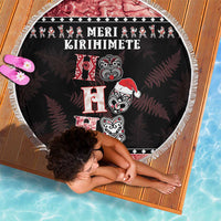 New Zealand Tiki Christmas Beach Blanket Ho Ho Ho Paua Shell Glitter Red LT05 - Polynesian Pride