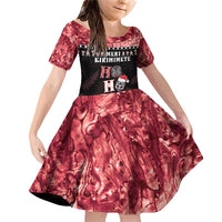 Personalised New Zealand Tiki Christmas Family Matching Off Shoulder Short Dress and Hawaiian Shirt Ho Ho Ho Paua Shell Glitter Red LT05 Daughter's Dress Black - Polynesian Pride