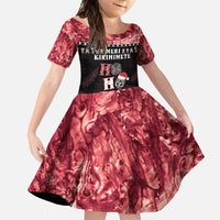 Personalised New Zealand Tiki Christmas Family Matching Summer Maxi Dress and Hawaiian Shirt Ho Ho Ho Paua Shell Glitter Red LT05 Daughter's Dress Black - Polynesian Pride