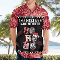 Personalised New Zealand Tiki Christmas Hawaiian Shirt Ho Ho Ho Paua Shell Glitter Red LT05 - Polynesian Pride