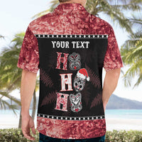 Personalised New Zealand Tiki Christmas Hawaiian Shirt Ho Ho Ho Paua Shell Glitter Red LT05 - Polynesian Pride