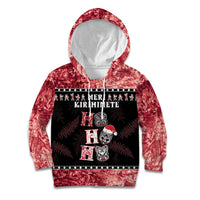 Personalised New Zealand Tiki Christmas Kid Hoodie Ho Ho Ho Paua Shell Glitter Red LT05 Hoodie Black - Polynesian Pride