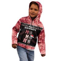 Personalised New Zealand Tiki Christmas Kid Hoodie Ho Ho Ho Paua Shell Glitter Red LT05 - Polynesian Pride