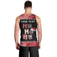 Personalised New Zealand Tiki Christmas Men Tank Top Ho Ho Ho Paua Shell Glitter Red LT05 - Polynesian Pride
