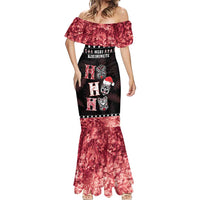 Personalised New Zealand Tiki Christmas Mermaid Dress Ho Ho Ho Paua Shell Glitter Red LT05 - Polynesian Pride