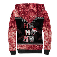 Personalised New Zealand Tiki Christmas Sherpa Hoodie Ho Ho Ho Paua Shell Glitter Red LT05 - Polynesian Pride