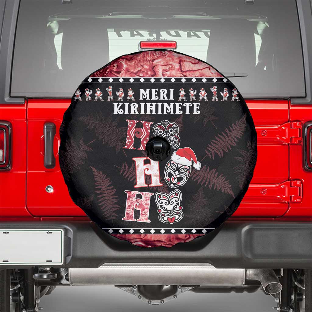 New Zealand Tiki Christmas Spare Tire Cover Ho Ho Ho Paua Shell Glitter Red LT05 - Polynesian Pride