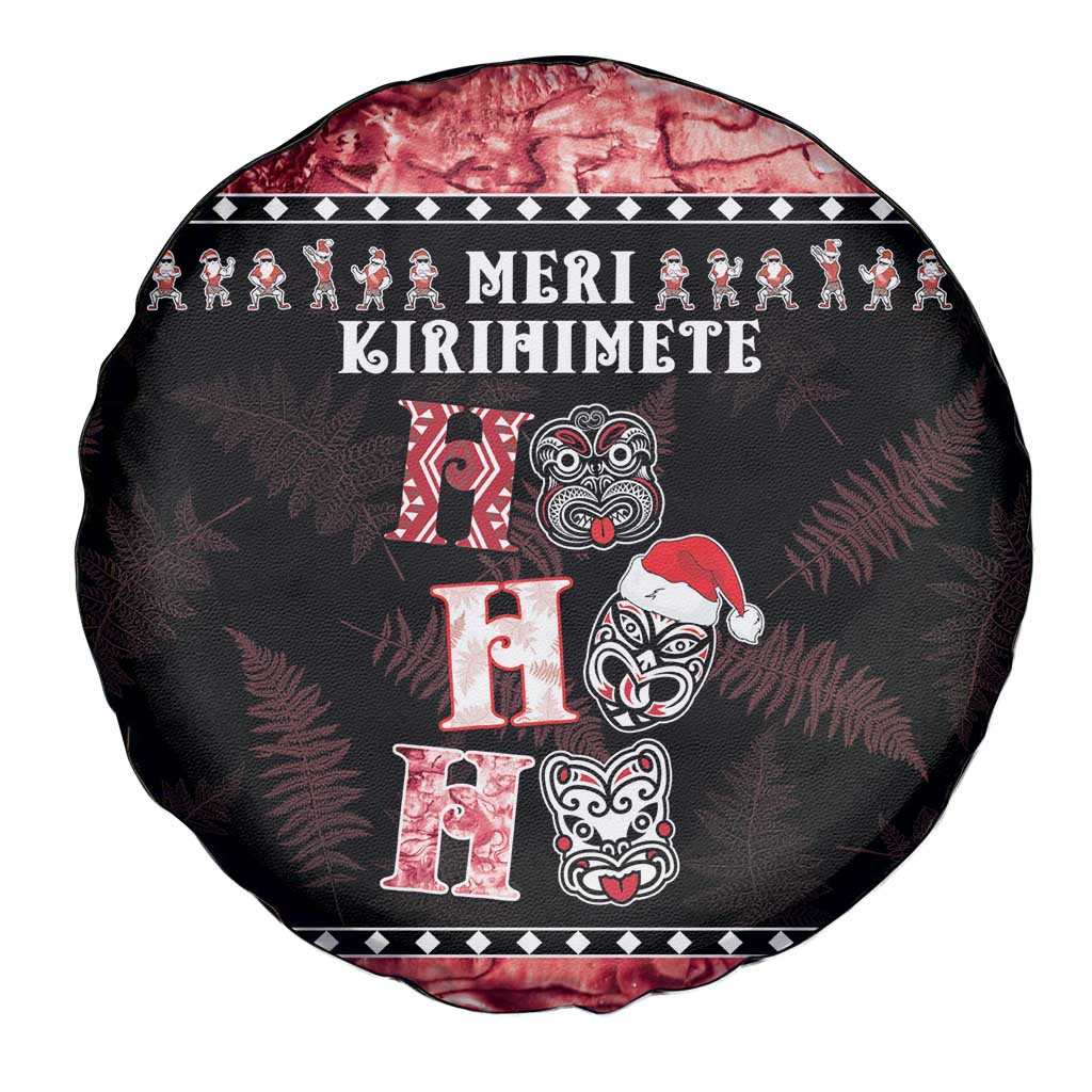 New Zealand Tiki Christmas Spare Tire Cover Ho Ho Ho Paua Shell Glitter Red LT05 - Polynesian Pride
