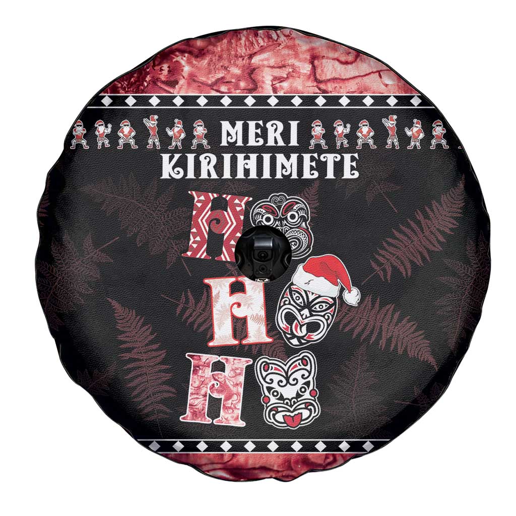 New Zealand Tiki Christmas Spare Tire Cover Ho Ho Ho Paua Shell Glitter Red LT05 - Polynesian Pride