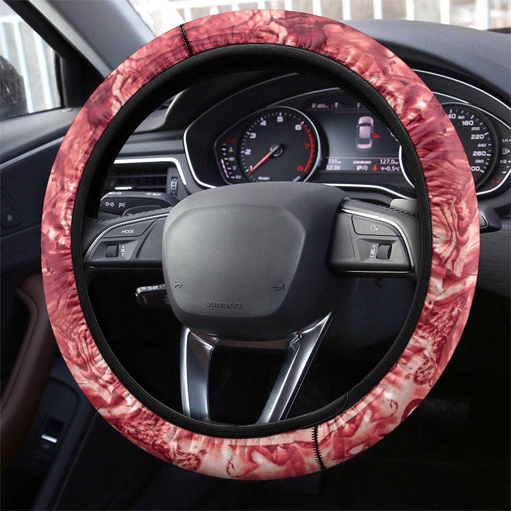 New Zealand Tiki Christmas Steering Wheel Cover Ho Ho Ho Paua Shell Glitter Red LT05 - Polynesian Pride
