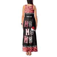 Personalised New Zealand Tiki Christmas Tank Maxi Dress Ho Ho Ho Paua Shell Glitter Red LT05 - Polynesian Pride