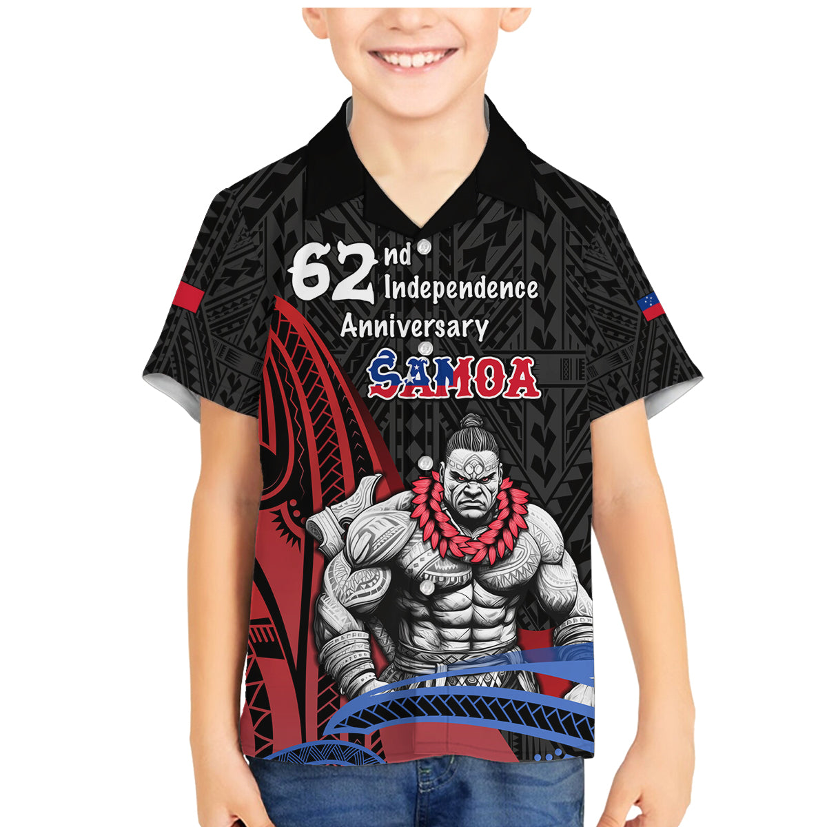 Samoa Independence Day Family Matching Mermaid Dress and Hawaiian Shirt Samoan Warriors Ula Fala LT05 Son's Shirt Black - Polynesian Pride