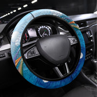 Kosrae Constitution Day Steering Wheel Cover Humpback Whale Tropical Flowers LT05 Universal Fit Blue - Polynesian Pride
