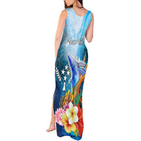 Personalised Kosrae Constitution Day Tank Maxi Dress Humpback Whale Tropical Flowers LT05 - Polynesian Pride