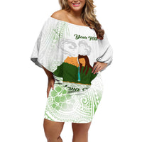 Personalised I LAVA YOU Volcano Valentine Off Shoulder Short Dress Polynesian Tribal Pattern LT05 Women White - Polynesian Pride