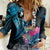 Personalised FSM Yap State Day Women Casual Shirt Tropical Flowers Tribal Pattern LT05 Female Blue - Polynesian Pride