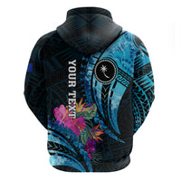 Personalised FSM Chuuk State Zip Hoodie Tropical Flowers Tribal Pattern LT05 - Polynesian Pride