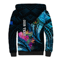 Personalised FSM Pohnpei State Sherpa Hoodie Tropical Flowers Tribal Pattern LT05 - Polynesian Pride