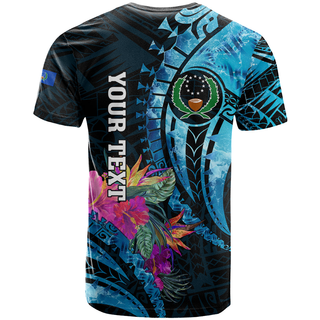 Personalised FSM Pohnpei State T Shirt Tropical Flowers Tribal Pattern LT05 - Polynesian Pride
