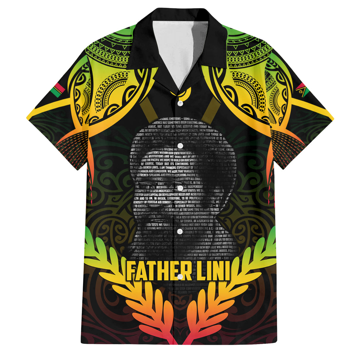 Personalised Vanuatu Father Lini Day Family Matching Off Shoulder Maxi Dress and Hawaiian Shirt Polynesian Tribal Pattern LT05 Dad's Shirt - Short Sleeve Black - Polynesian Pride