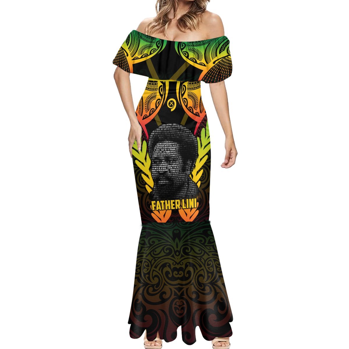 Personalised Vanuatu Father Lini Day Mermaid Dress Polynesian Tribal Pattern LT05 - Polynesian Pride