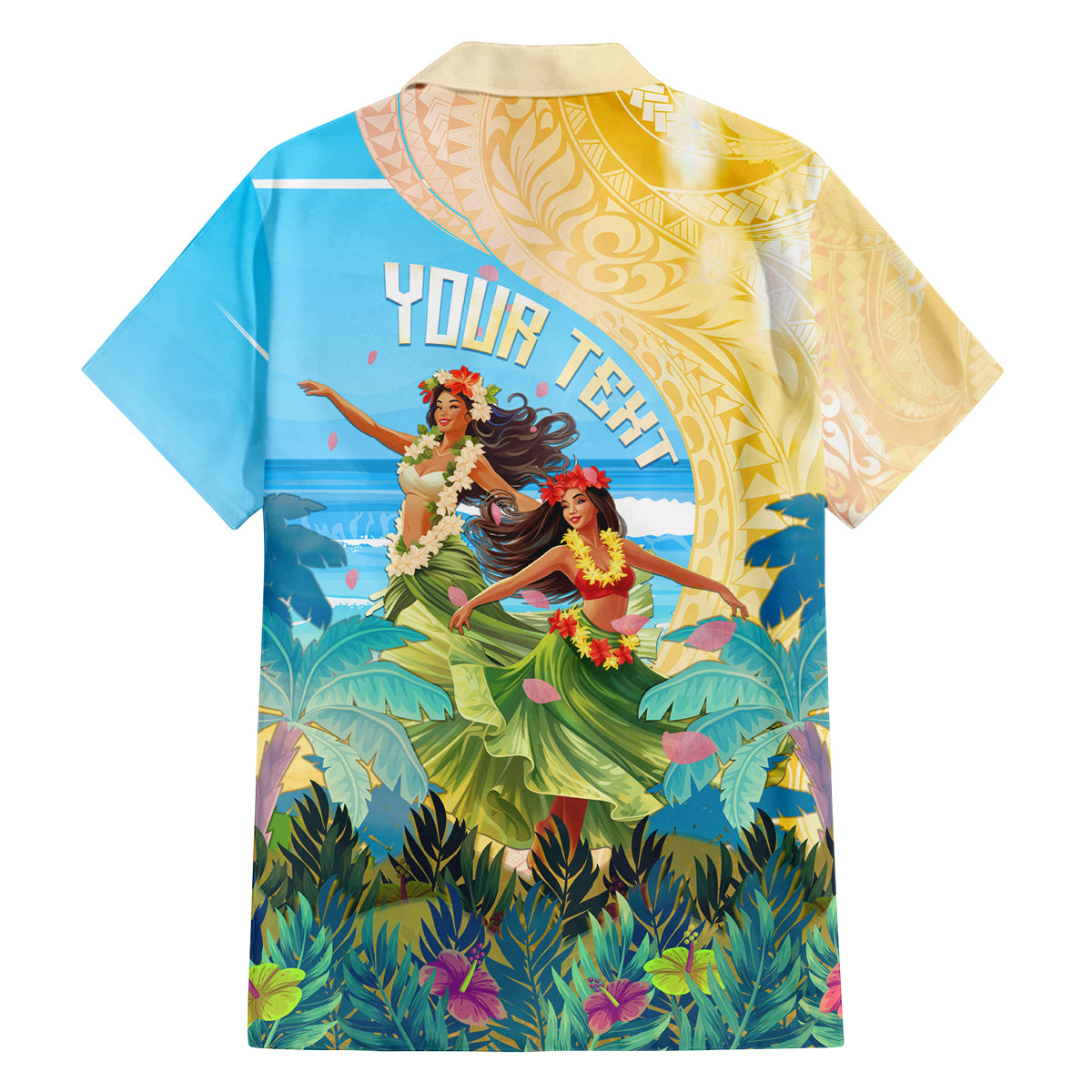 Personalised Hawaii Honolulu Festival Family Matching Off Shoulder Maxi Dress and Hawaiian Shirt Hula Girls Tropical Vibe LT05 - Polynesian Pride