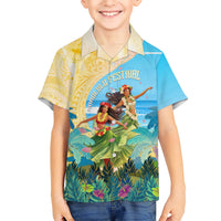 Personalised Hawaii Honolulu Festival Kid Hawaiian Shirt Hula Girls Tropical Vibe LT05 Kid Blue - Polynesian Pride