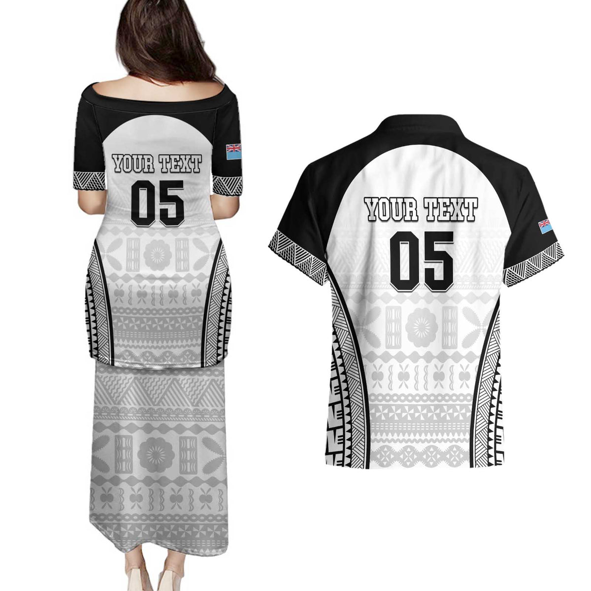 Custom Fiji Tapa Football Couples Matching Puletasi and Hawaiian Shirt Sporty Style LT05 - Polynesian Pride